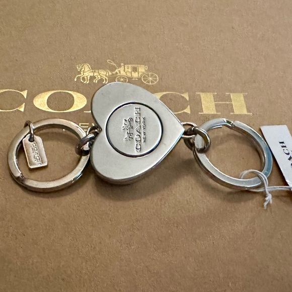 Coach Pink Glitter Heart Valet Keychain Fob Bag Charm - Picture 6 of 13